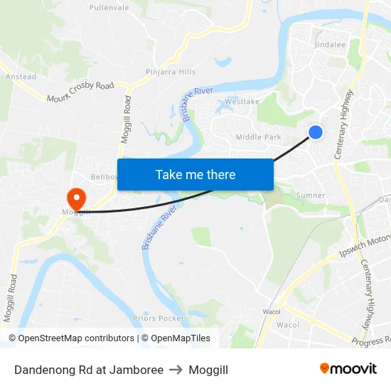 Dandenong Rd at Jamboree to Moggill map