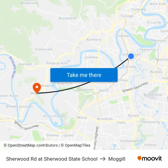 Sherwood Rd at Sherwood State School to Moggill map
