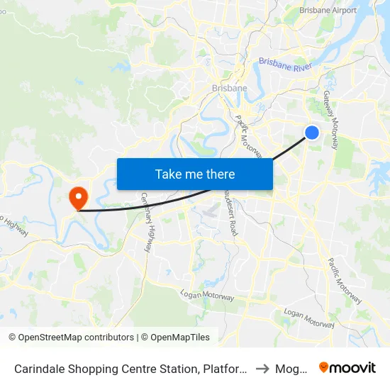 Carindale Shopping Centre Station, Platform F to Moggill map