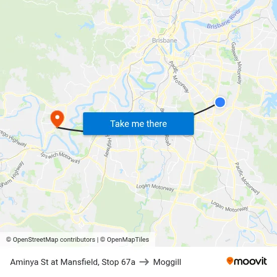 Aminya St at Mansfield, Stop 67a to Moggill map