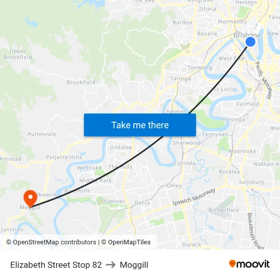 Elizabeth Street Stop 82 to Moggill map
