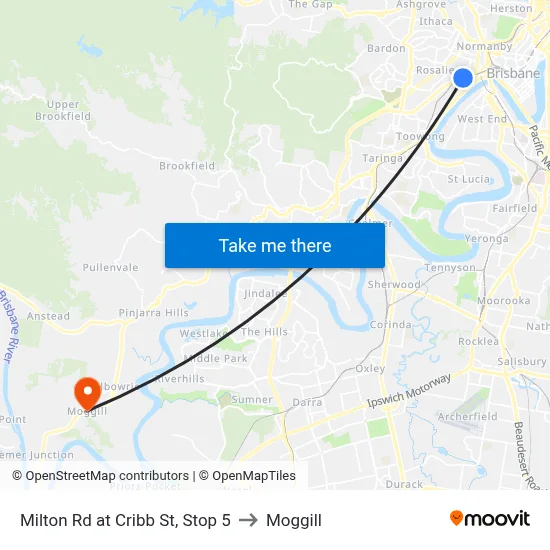 Milton Rd at Cribb St, Stop 5 to Moggill map