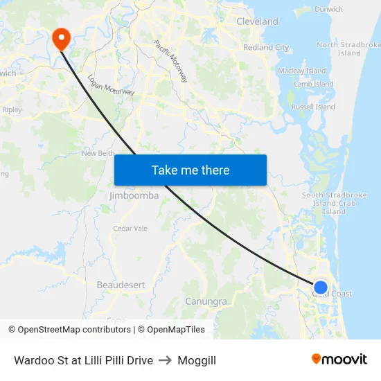 Wardoo St at Lilli Pilli Drive to Moggill map