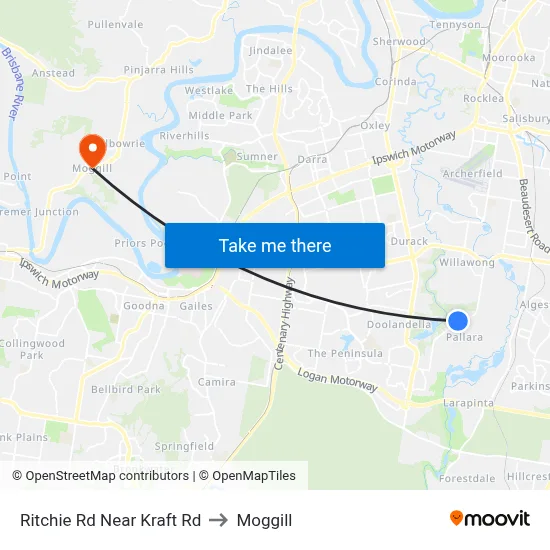 Ritchie Rd Near Kraft Rd to Moggill map