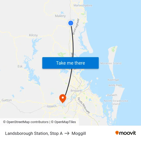 Landsborough Station, Stop A to Moggill map