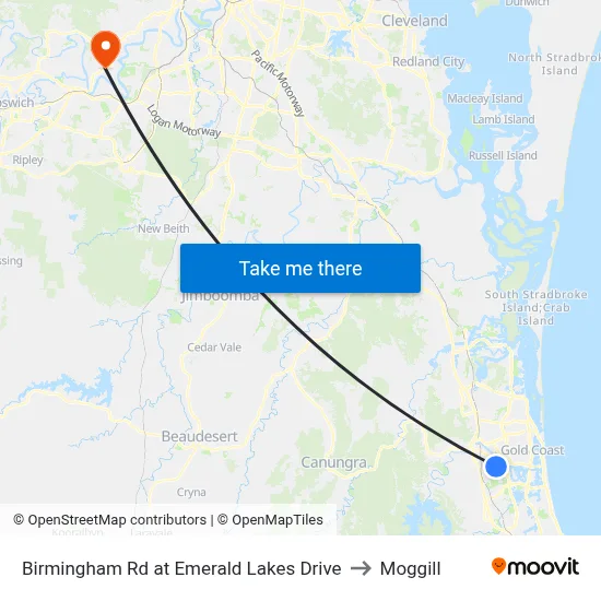 Birmingham Rd at Emerald Lakes Drive to Moggill map