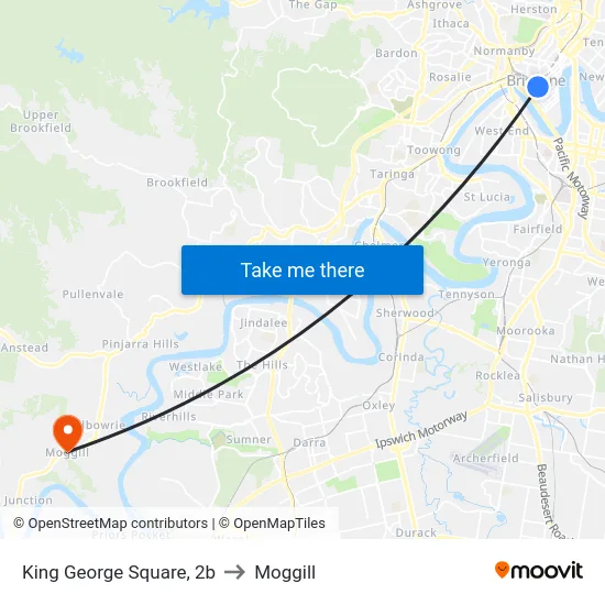 King George Square, 2b to Moggill map