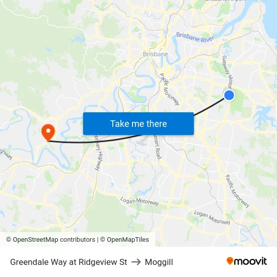 Greendale Way at Ridgeview St to Moggill map