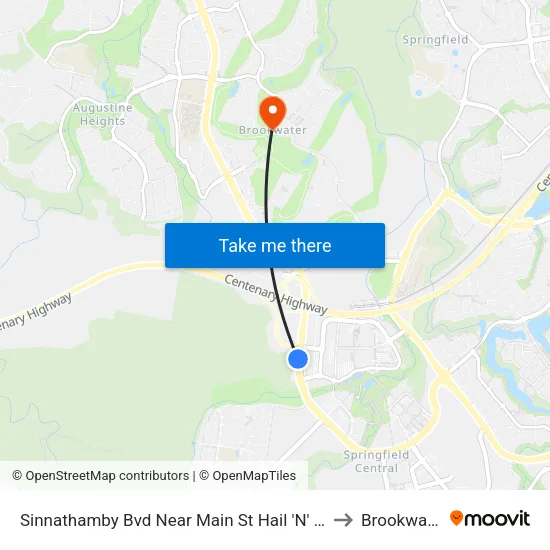 Sinnathamby Bvd Near Main St Hail 'N' Ride to Brookwater map