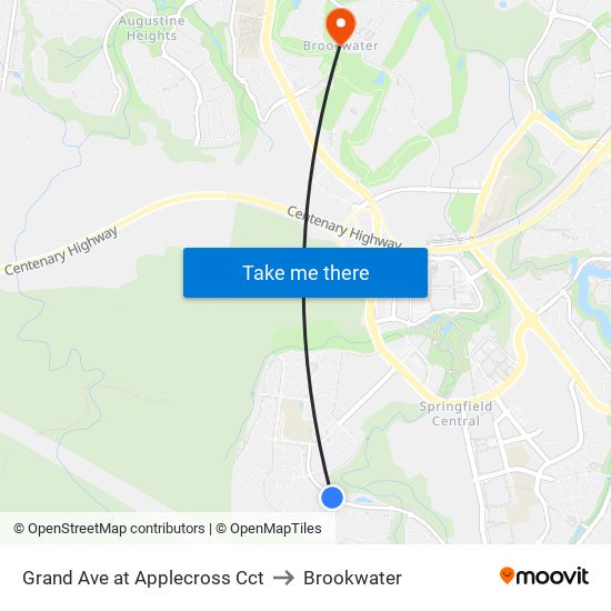 Grand Ave at Applecross Cct to Brookwater map