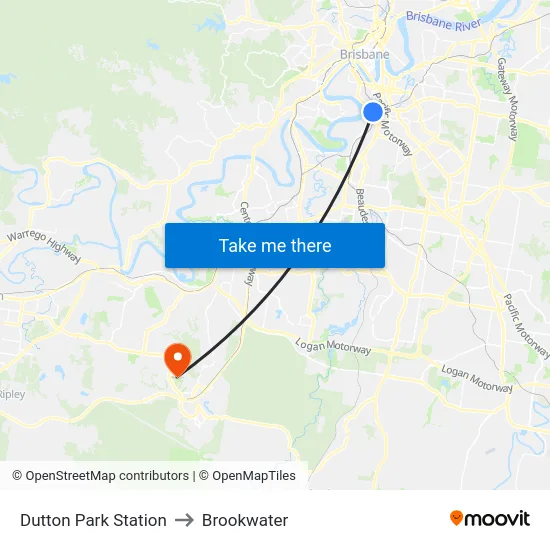 Dutton Park Station to Brookwater map