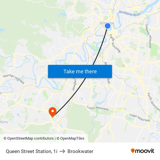 Queen Street Station, 1i to Brookwater map