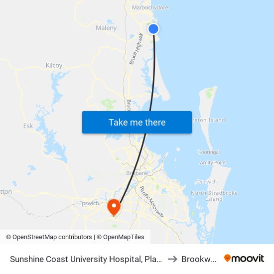 Sunshine Coast University Hospital, Platform 2 to Brookwater map