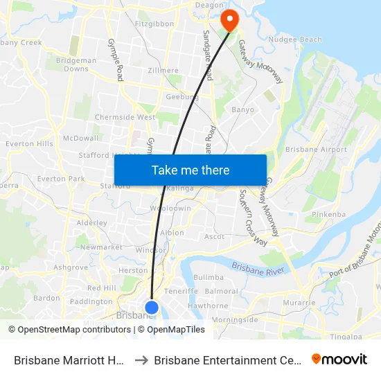 Brisbane Marriott Hotel to Brisbane Entertainment Centre map
