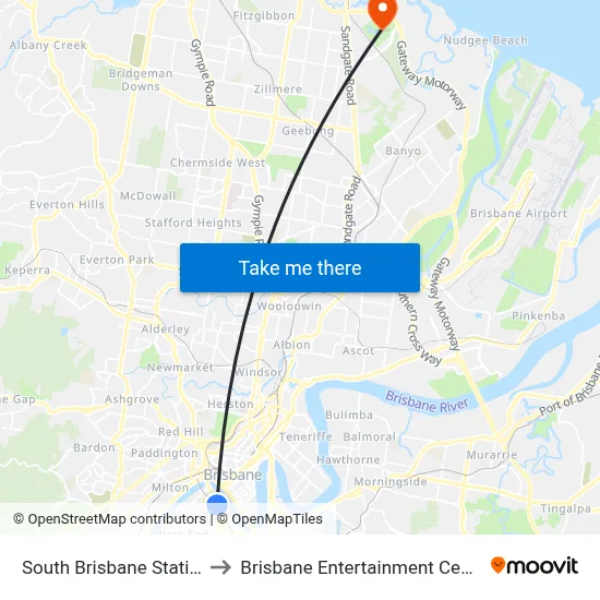 South Brisbane Station to Brisbane Entertainment Centre map