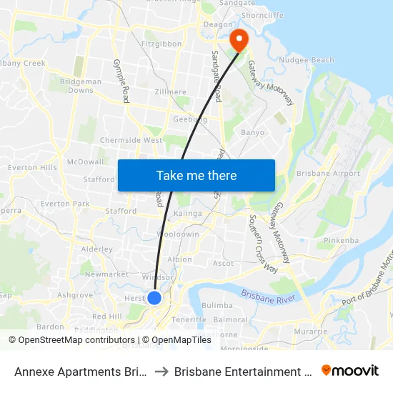 Annexe Apartments Brisbane to Brisbane Entertainment Centre map