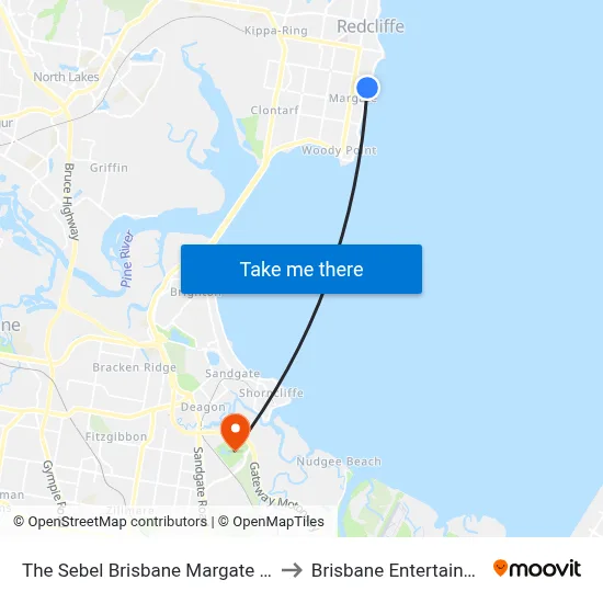The Sebel Brisbane Margate Beach Redcliffe to Brisbane Entertainment Centre map