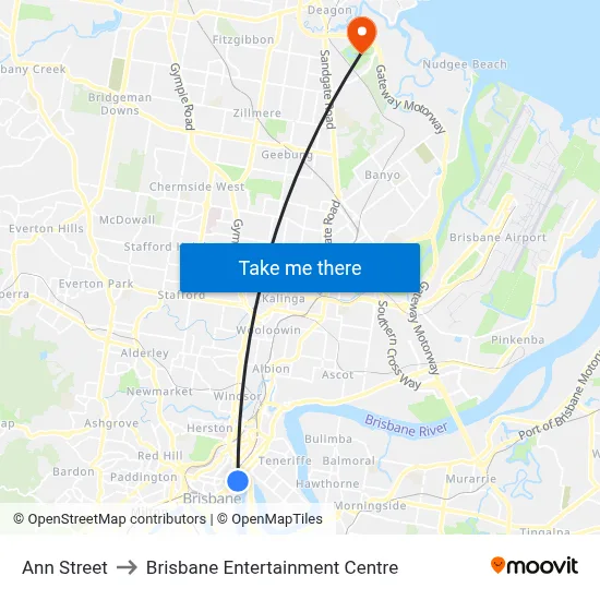 Ann Street to Brisbane Entertainment Centre map