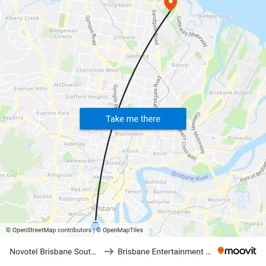 Novotel Brisbane South Bank to Brisbane Entertainment Centre map