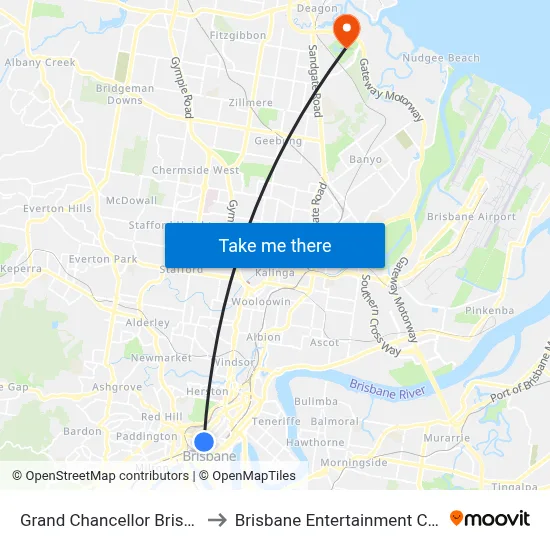 Grand Chancellor Brisbane to Brisbane Entertainment Centre map