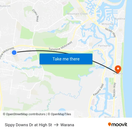 Sippy Downs Dr at High St to Warana map