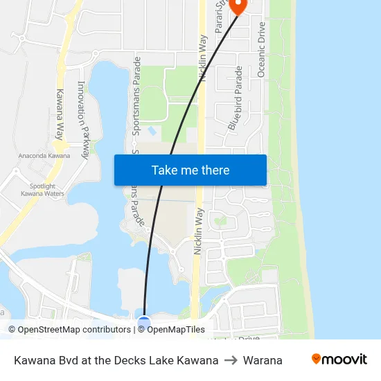 Kawana Bvd at the Decks Lake Kawana to Warana map