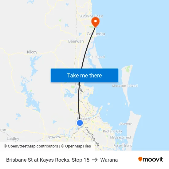 Brisbane St at Kayes Rocks, Stop 15 to Warana map