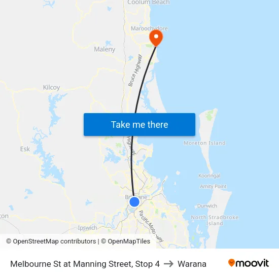 Melbourne St at Manning Street, Stop 4 to Warana map