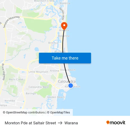 Moreton Pde at Saltair Street to Warana map