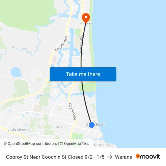 Cooroy St Near Coochin St Closed 9/2 - 1/5 to Warana map