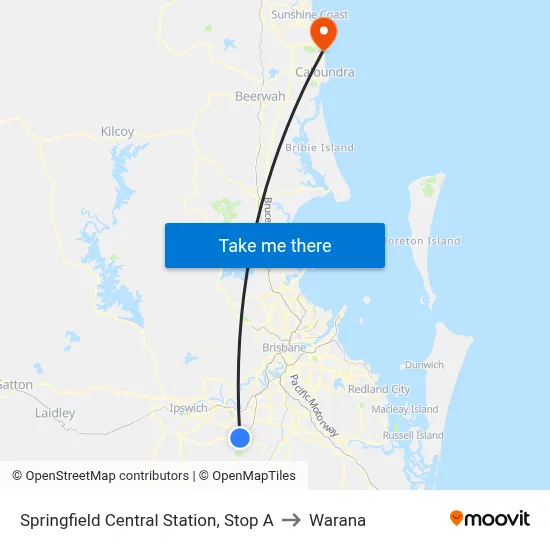Springfield Central Station, Stop A to Warana map