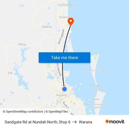 Sandgate Rd at Nundah North, Stop 6 to Warana map