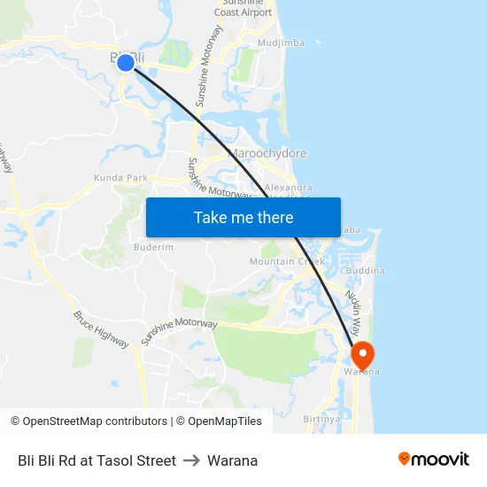 Bli Bli Rd at Tasol Street to Warana map