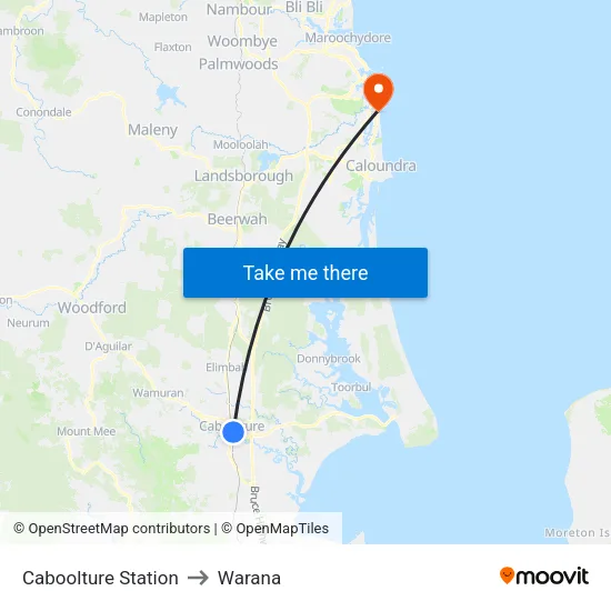 Caboolture Station to Warana map