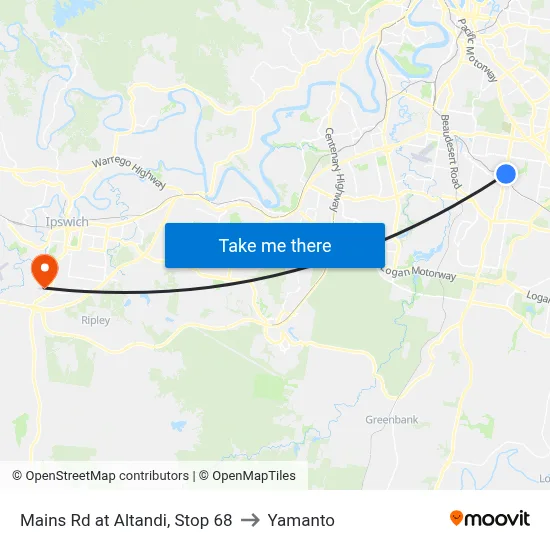 Mains Rd at Altandi, Stop 68 to Yamanto map