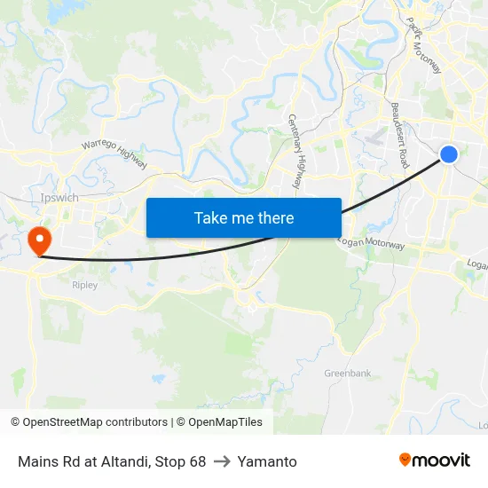 Mains Rd at Altandi, Stop 68 to Yamanto map