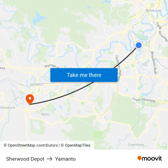 Sherwood Depot to Yamanto map