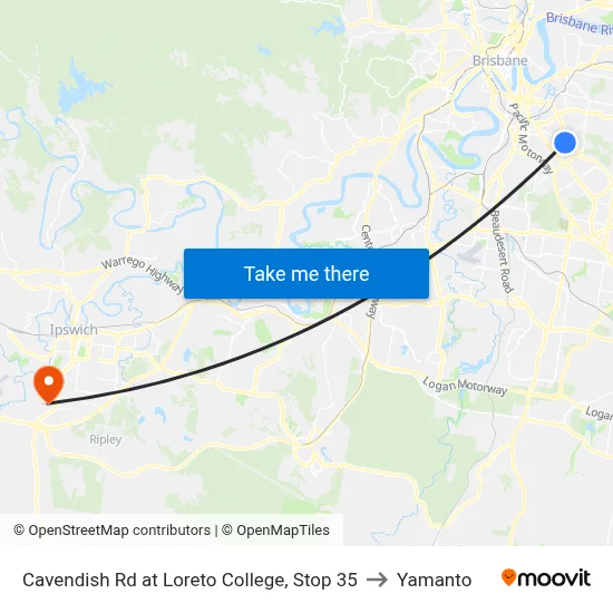 Cavendish Rd at Loreto College, Stop 35 to Yamanto map