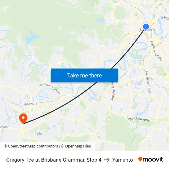 Gregory Tce at Brisbane Grammar, Stop 4 to Yamanto map