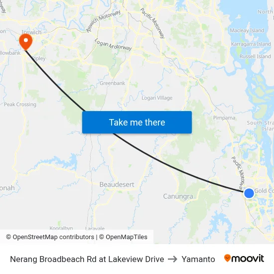 Nerang Broadbeach Rd at Lakeview Drive to Yamanto map
