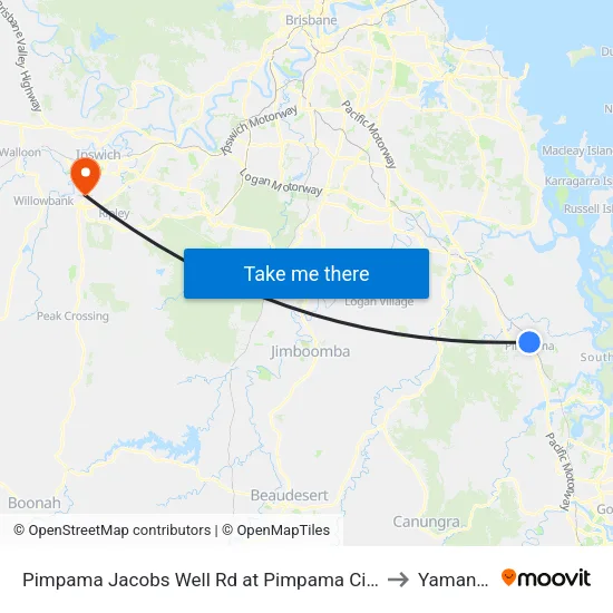 Pimpama Jacobs Well Rd at Pimpama City to Yamanto map