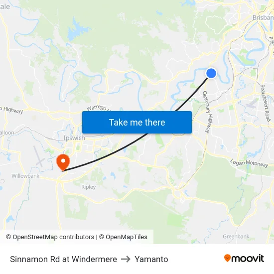 Sinnamon Rd at Windermere to Yamanto map