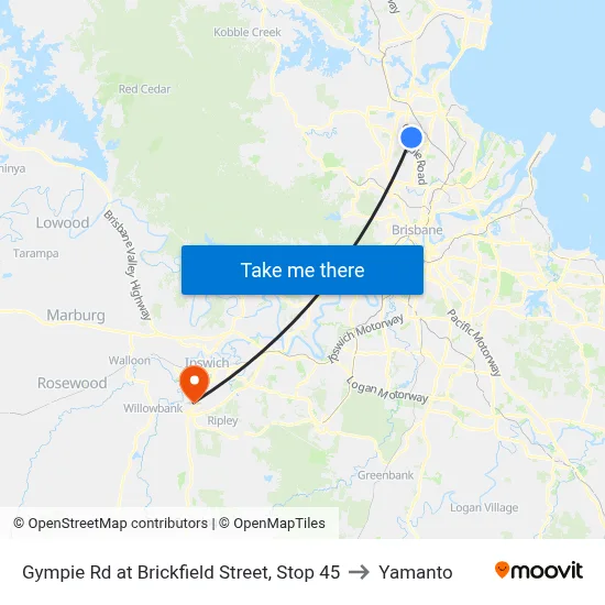 Gympie Rd at Brickfield Street, Stop 45 to Yamanto map