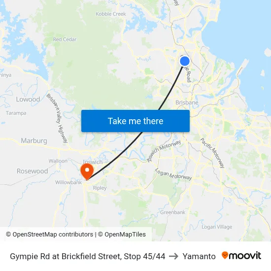 Gympie Rd at Brickfield Street, Stop 45/44 to Yamanto map