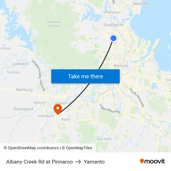 Albany Creek Rd at Pinnaroo to Yamanto map