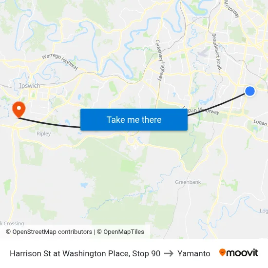 Harrison St at Washington Place, Stop 90 to Yamanto map