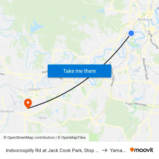 Indooroopilly Rd at Jack Cook Park, Stop 18/19 to Yamanto map