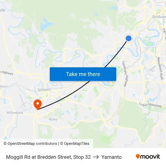 Moggill Rd at Bredden Street, Stop 32 to Yamanto map