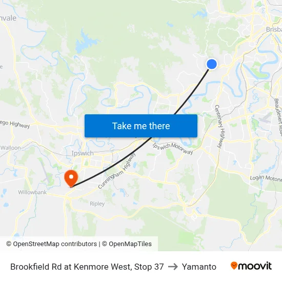 Brookfield Rd at Kenmore West, Stop 37 to Yamanto map