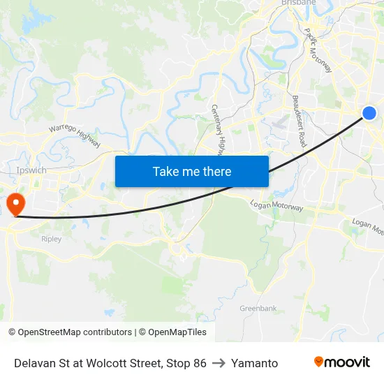 Delavan St at Wolcott Street, Stop 86 to Yamanto map